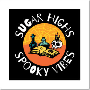 Sugar Highs Spooky Vibes Spell Book, potions, skull Halloween Posters and Art